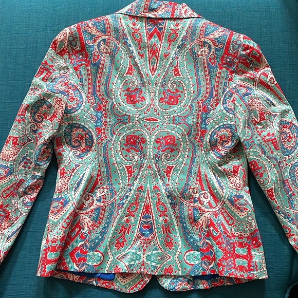 JONES NEW YORK SIGNATURE | Summer Blazer Red Blue Turquoise White | Size 6 - Picture 4 of 4